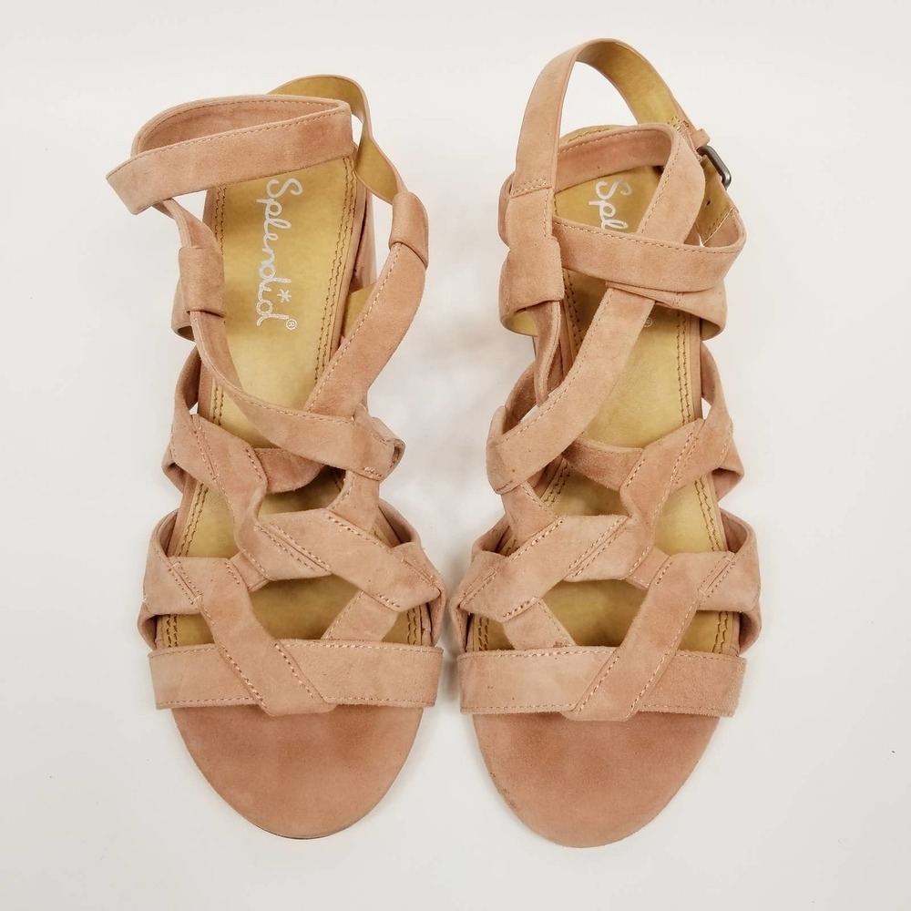 Splendid Pink Suede Strappy Block Heel Sandals- size 8.5 - Picture 2 of 8